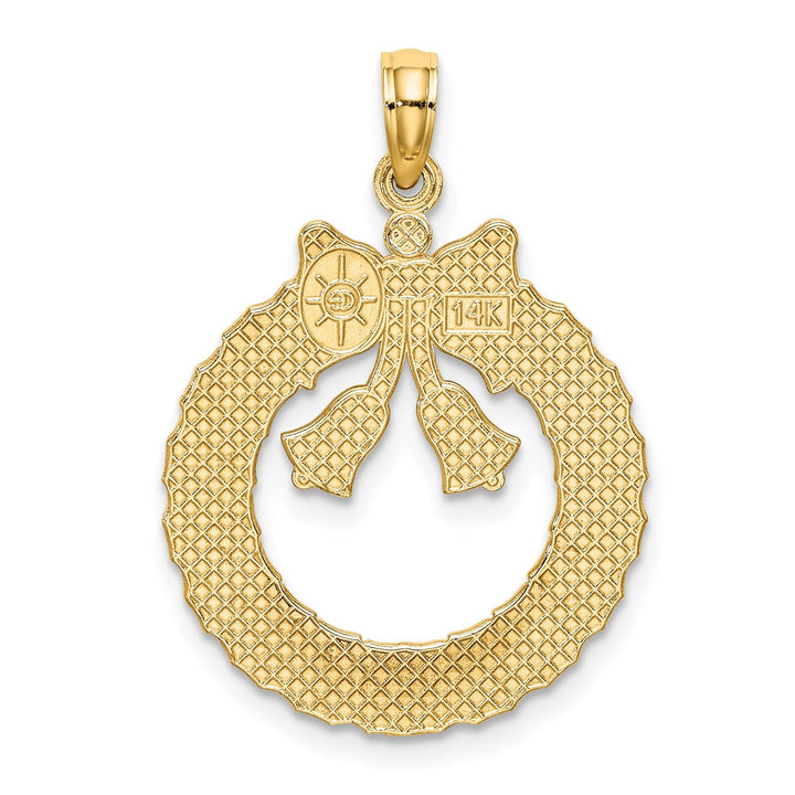 Lovely Rita's Pendants & Charms 14k Yellow Gold Satin/Polished Christmas Wreath Charm Pendant