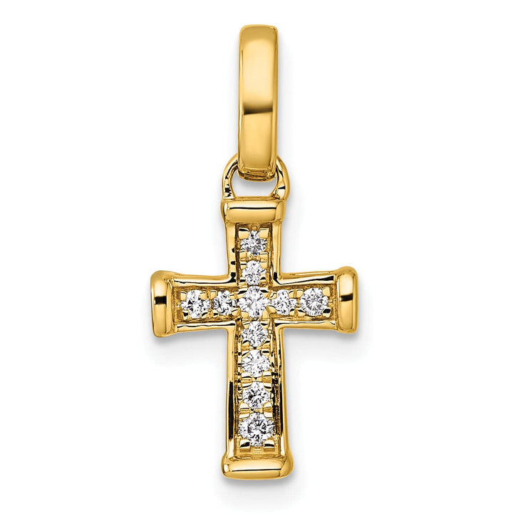 Lovely Rita's Pendants & Charms 14k Yellow Gold Small 1/10 CT Diamond Fancy Latin Cross Pendant