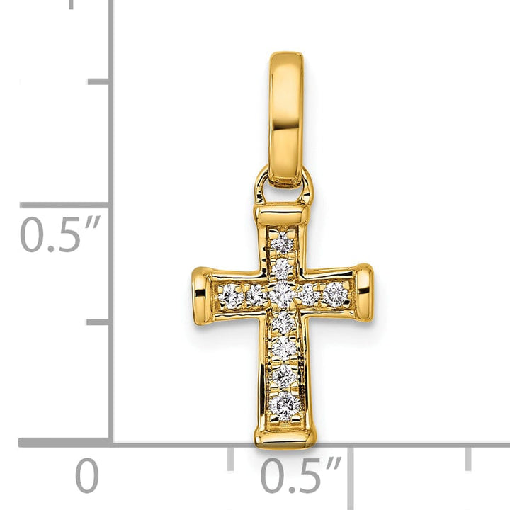 Lovely Rita's Pendants & Charms 14k Yellow Gold Small 1/10 CT Diamond Fancy Latin Cross Pendant