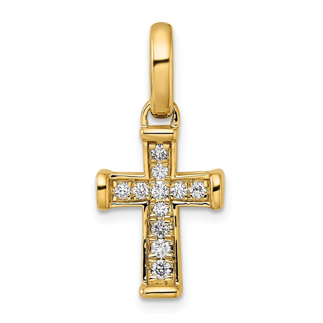 Lovely Rita's Pendants & Charms 14k Yellow Gold Small 1/5 CT Diamond Latin Design Cross Pendant