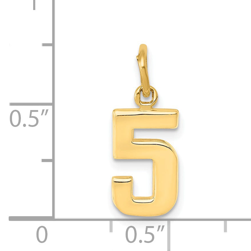 Lovely Rita's Pendants & Charms 14k yellow gold small polished number 5 charm