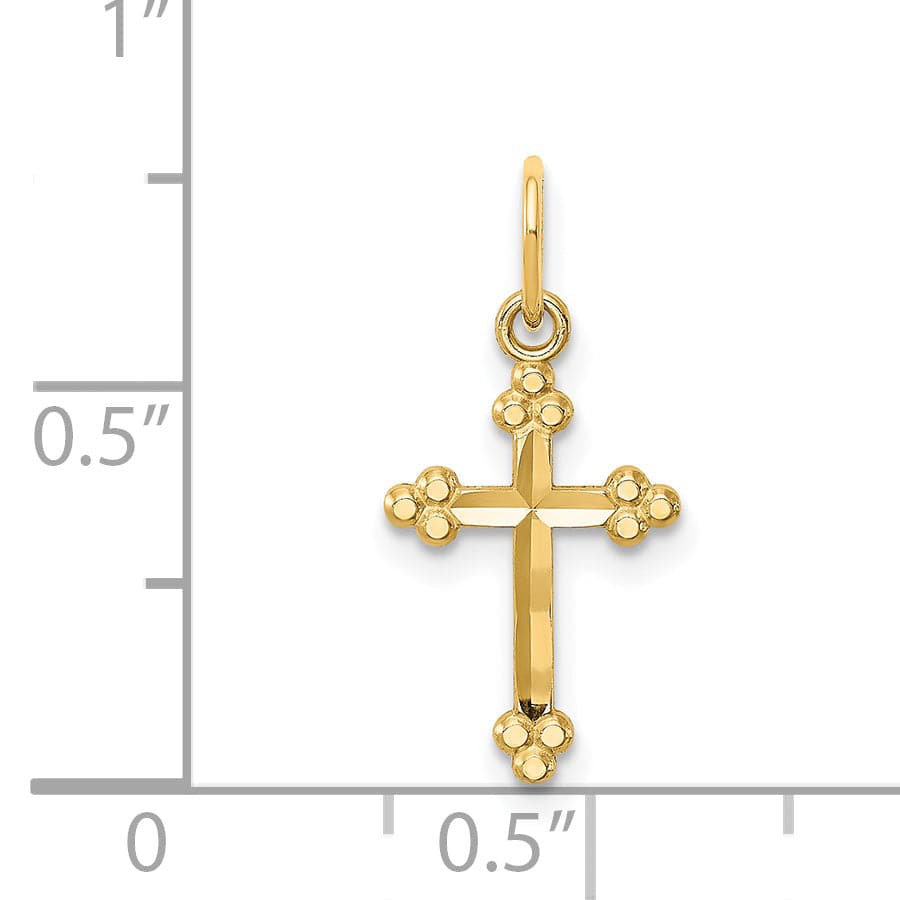 Lovely Rita's Pendants & Charms 14k Yellow Gold Small Size D.C Finish Budded Cross Pendant