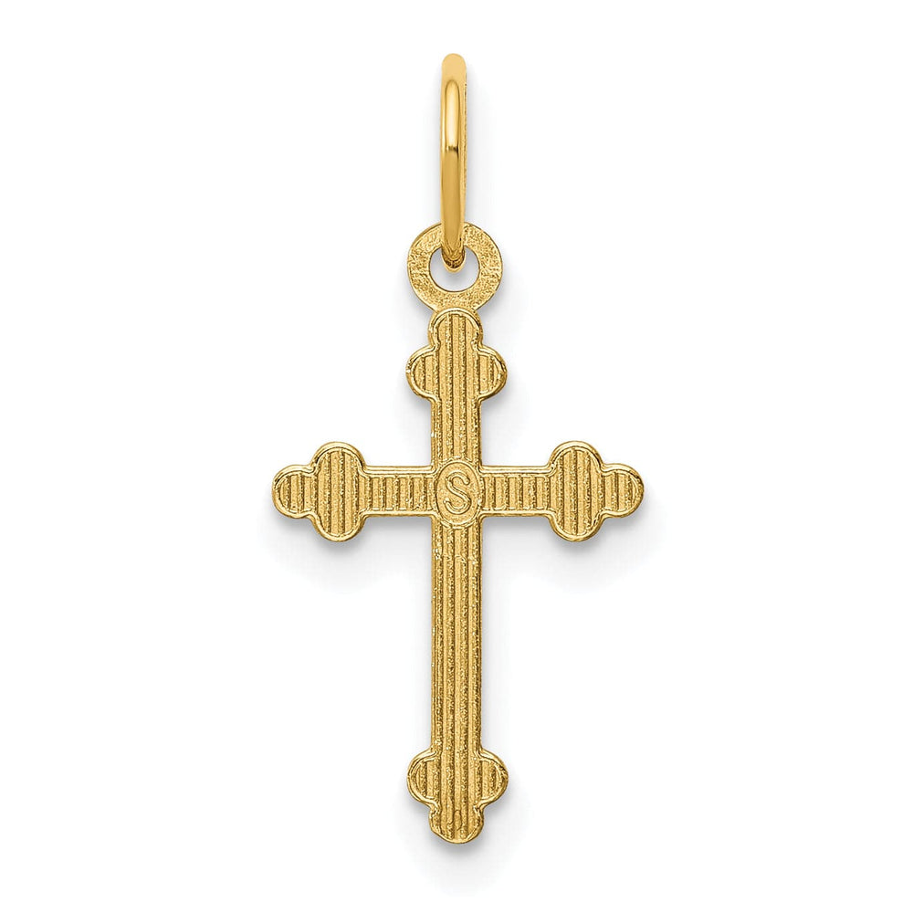 Lovely Rita's Pendants & Charms 14k Yellow Gold Small Size D.C Finish Budded Cross Pendant
