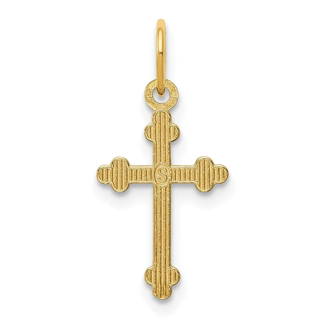 Lovely Rita's Pendants & Charms 14k Yellow Gold Small Size D.C Finish Budded Cross Pendant