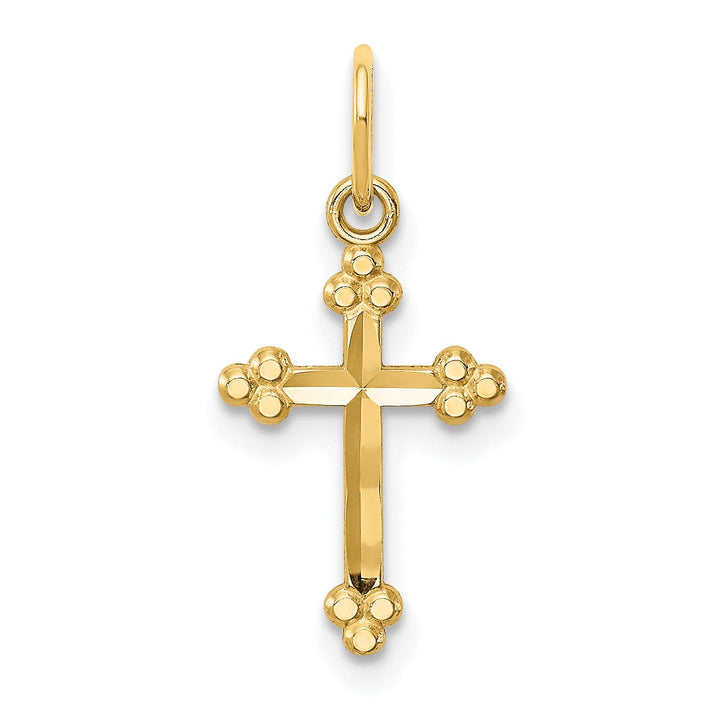 Lovely Rita's Pendants & Charms 14k Yellow Gold Small Size D.C Finish Budded Cross Pendant