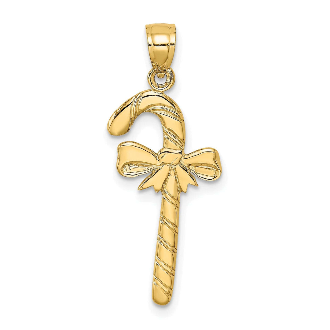 Lovely Rita's Pendants & Charms 14k  Yellow Gold Solid Polished Candy Cane Charm Pendant