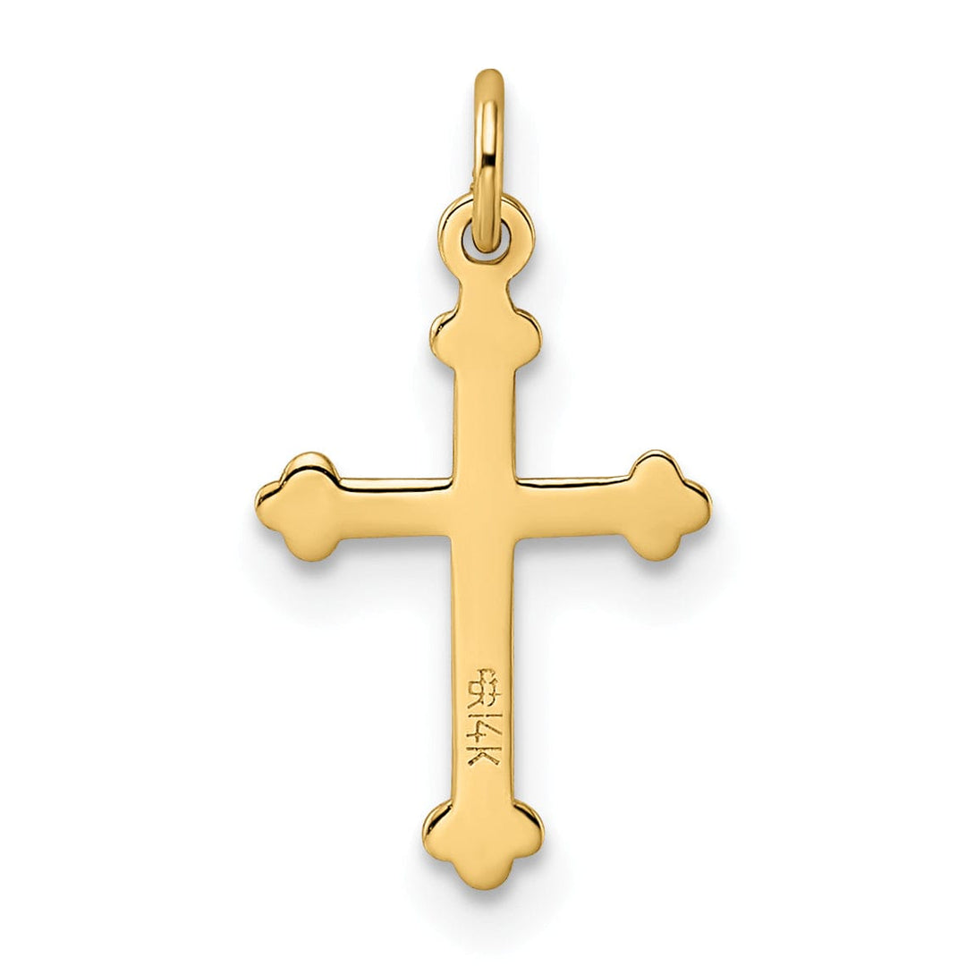 Lovely Rita's Pendants & Charms 14k Yellow Gold Texture Design Budded Cross Pendant