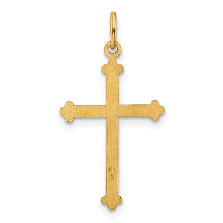 Lovely Rita's Pendants & Charms 14k Yellow Gold Textured Budded Design Cross Pendant