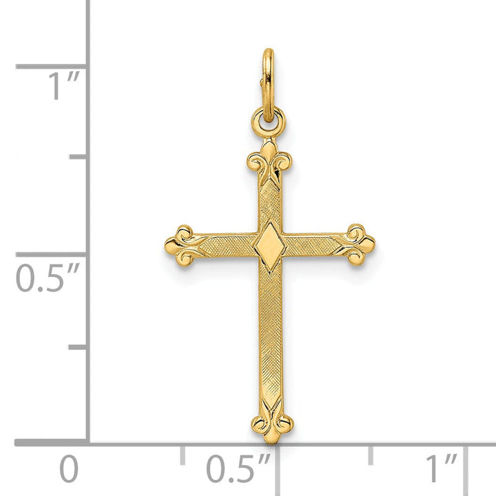 Lovely Rita's Pendants & Charms 14k Yellow Gold Textured Budded Design Cross Pendant