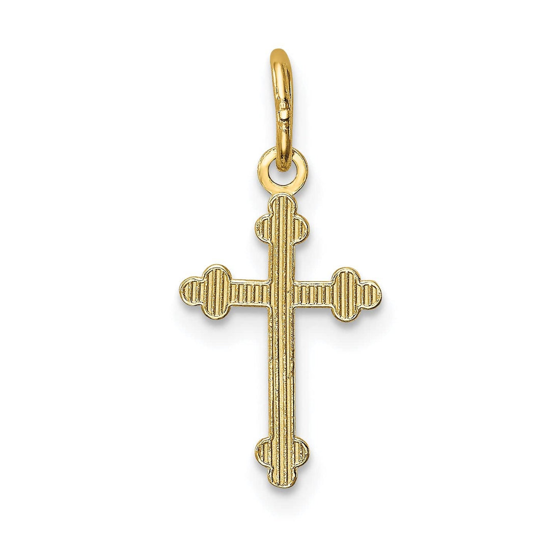 Lovely Rita's Pendants & Charms 14k Yellow Gold Textured Design Small Size Budded Cross