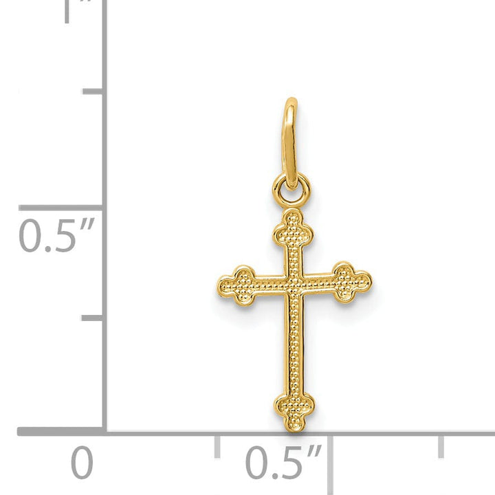 Lovely Rita's Pendants & Charms 14k Yellow Gold Textured Design Small Size Budded Cross