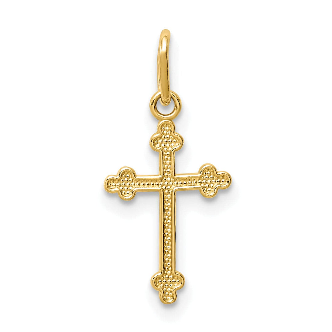 Lovely Rita's Pendants & Charms 14k Yellow Gold Textured Design Small Size Budded Cross