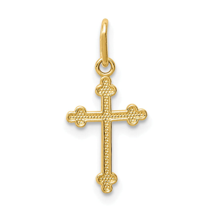 Lovely Rita's Pendants & Charms 14k Yellow Gold Textured Design Small Size Budded Cross