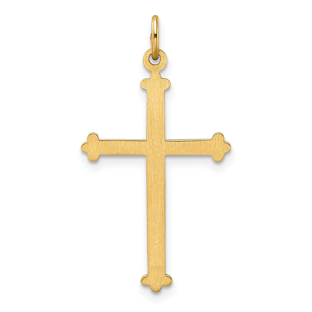 Lovely Rita's Pendants & Charms 14k Yellow Gold Textured Diamond Shape Budduded Cross