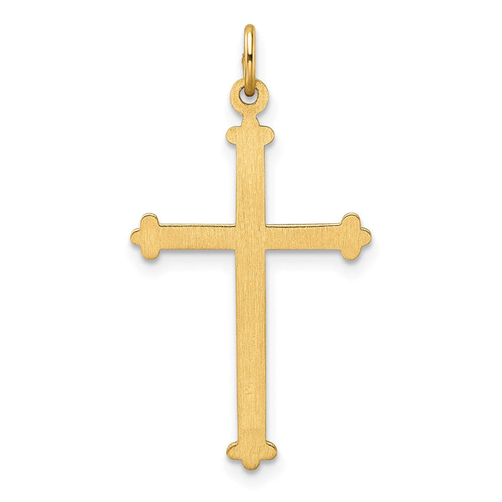 Lovely Rita's Pendants & Charms 14k Yellow Gold Textured Diamond Shape Budduded Cross