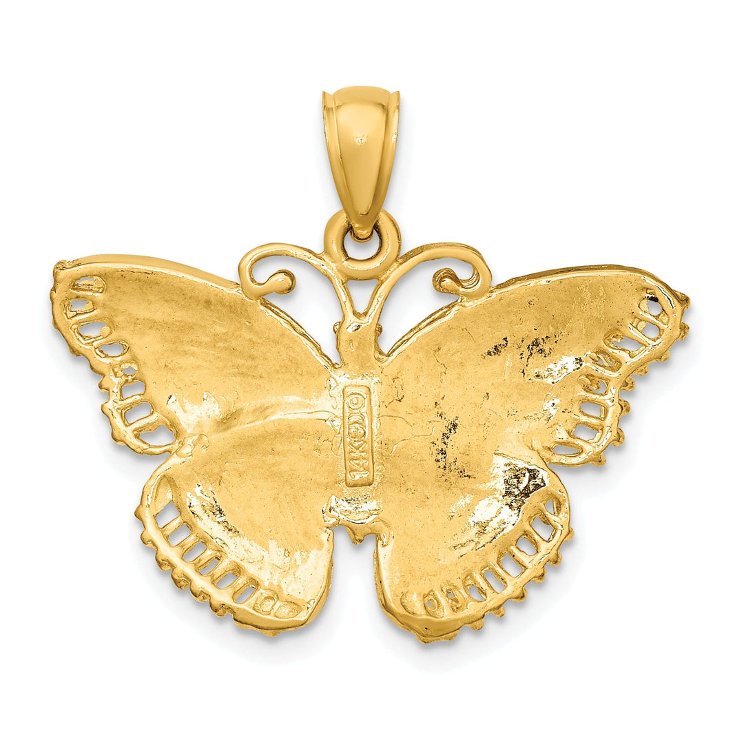 Lovely Rita's Pendants & Charms 14K Yellow Gold Textured Finish Fancy Butterfly Pendant