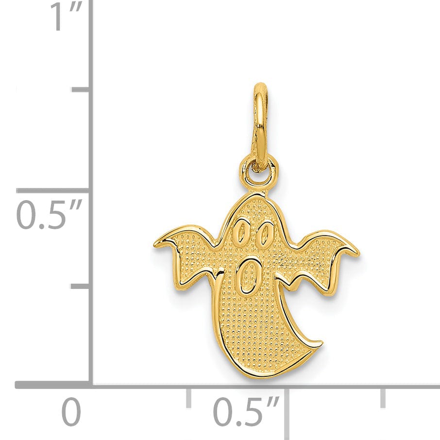 Lovely Rita's Pendants & Charms 14k Yellow Gold Textured Finish Ghost Charm Pendant