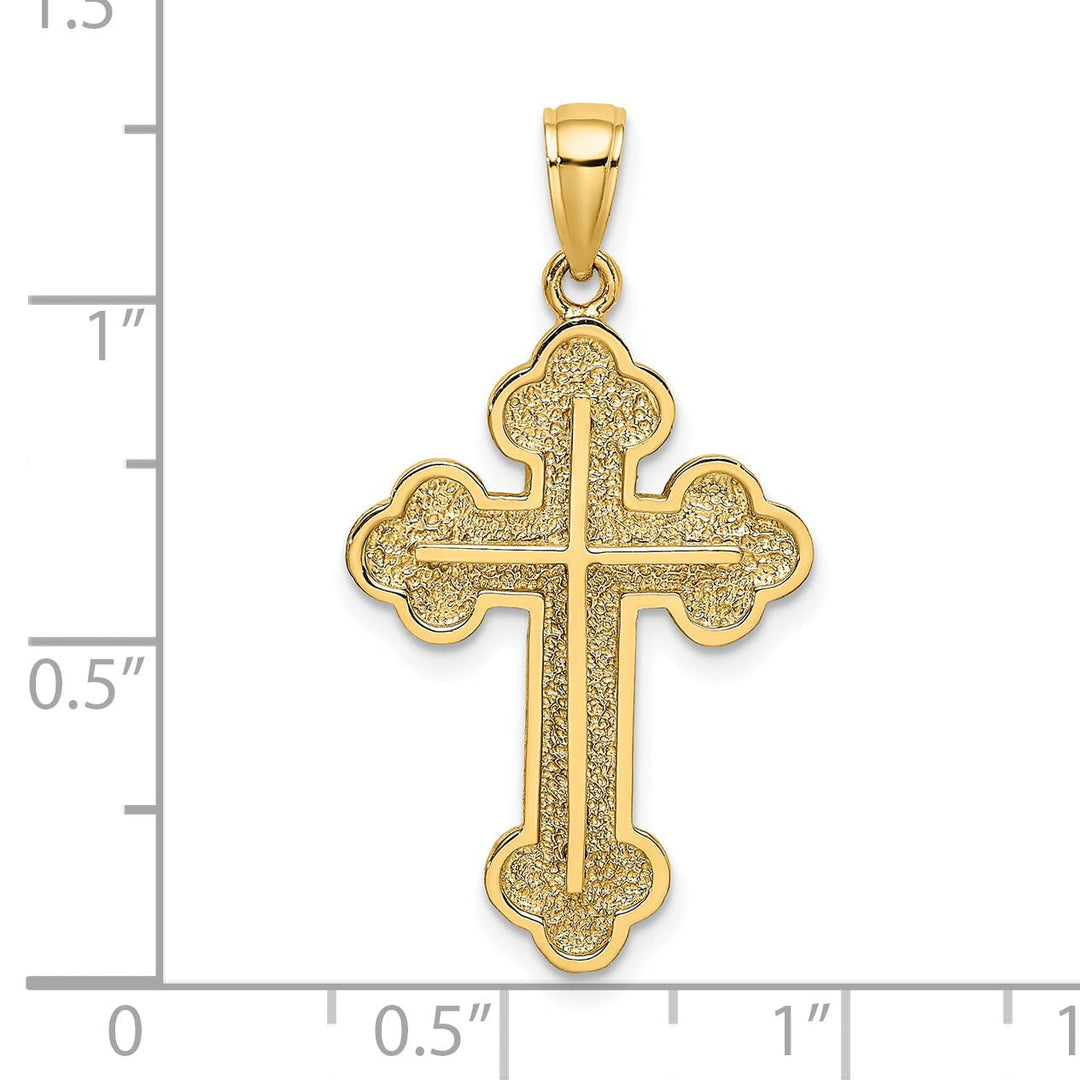 Lovely Rita's Pendants & Charms 14K Yellow Gold Textured Fluer de Lis Cross Pendant