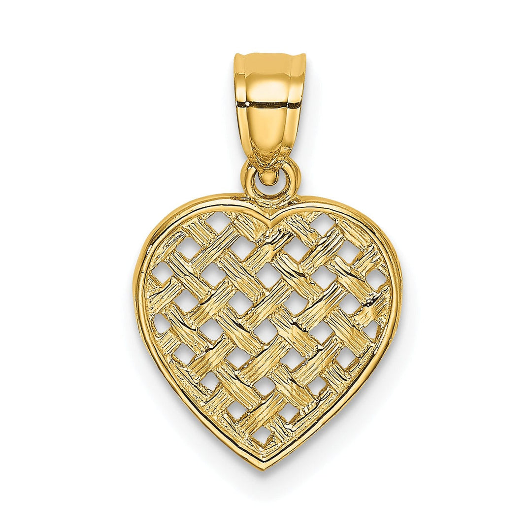 Lovely Rita's Pendants & Charms 14k Yellow Gold Textured Woven Filigree Heart Design Pendant