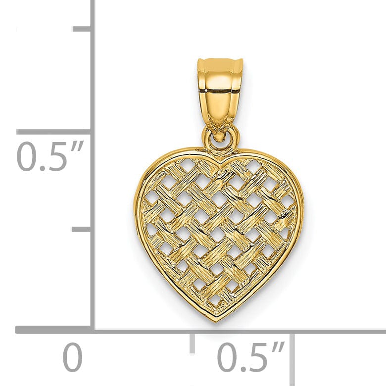 Lovely Rita's Pendants & Charms 14k Yellow Gold Textured Woven Filigree Heart Design Pendant
