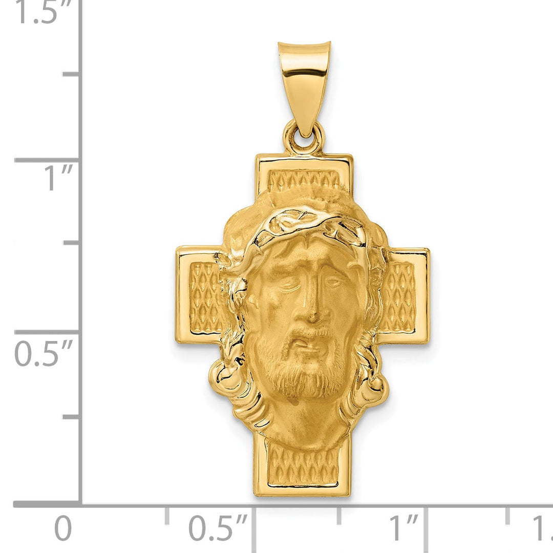 Lovely Rita's Pendants & Charms 14K Yellow Gold Timeless Polished Jesus Face Cross Pendant