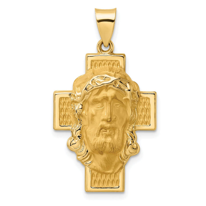 Lovely Rita's Pendants & Charms 14K Yellow Gold Timeless Polished Jesus Face Cross Pendant