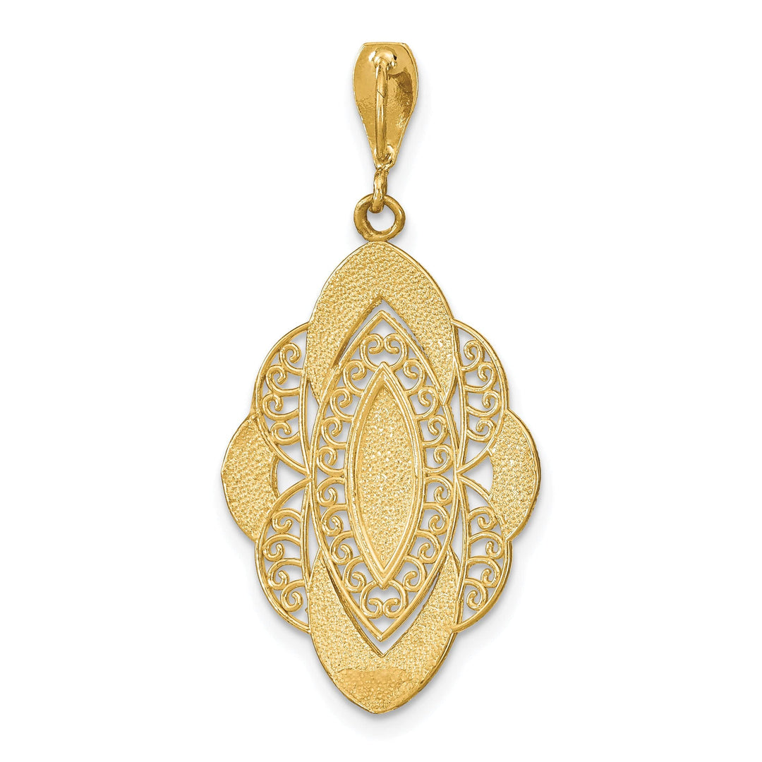 Lovely Rita's Pendants & Charms 14k Yellow Gold, White Rhodium D.C Filigree Oval Pendant