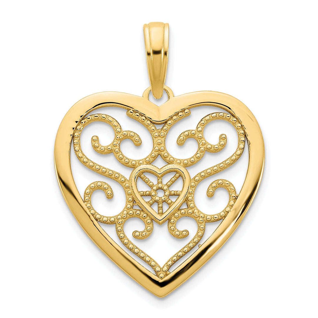 Lovely Rita's Pendants & Charms 14k Yellow Goldy Fancy Filigree Heart Design Pendant