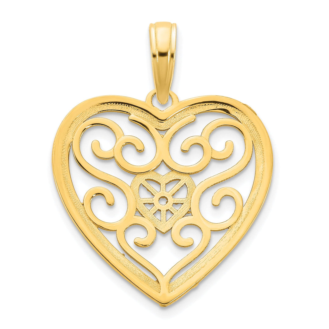 Lovely Rita's Pendants & Charms 14k Yellow Goldy Fancy Filigree Heart Design Pendant