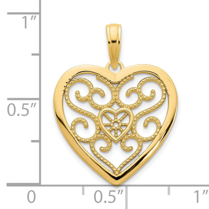 Lovely Rita's Pendants & Charms 14k Yellow Goldy Fancy Filigree Heart Design Pendant