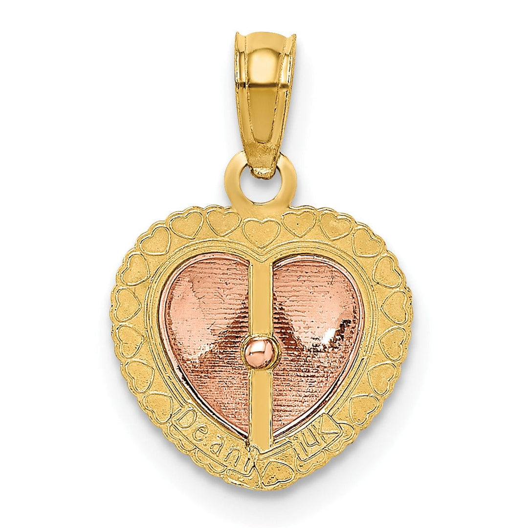 Lovely Rita's Pendants & Charms 14k Yellow Rose Gold Polished Heart Beaded Design Charm Pendant