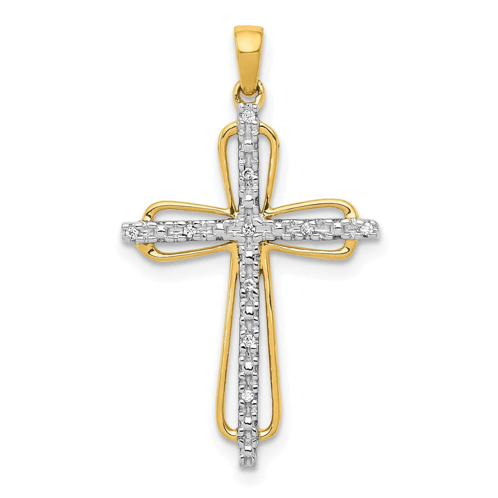 Lovely Rita's Pendants & Charms 14k Yellow, White Gold .03 CT Diamond Handcrafted Cross Pendant