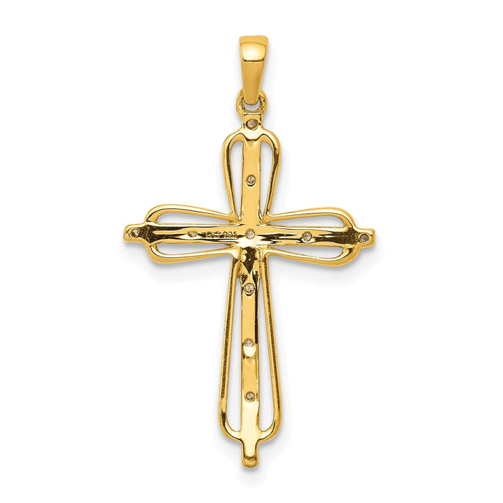 Lovely Rita's Pendants & Charms 14k Yellow, White Gold .03 CT Diamond Handcrafted Cross Pendant