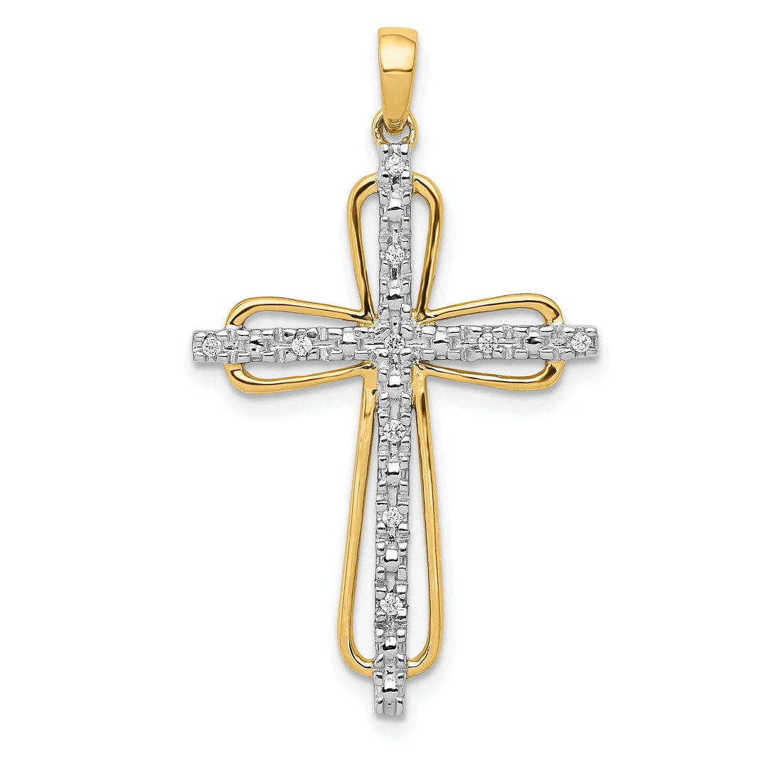 Lovely Rita's Pendants & Charms 14k Yellow, White Gold .06 CT Diamond Modern Cross Pendant