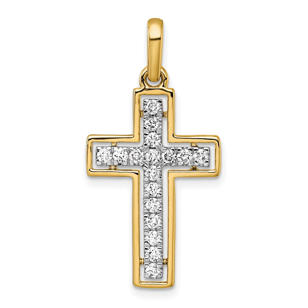 Lovely Rita's Pendants & Charms 14k Yellow, White Gold 1/2 CT Diamond Cross Design Pendant