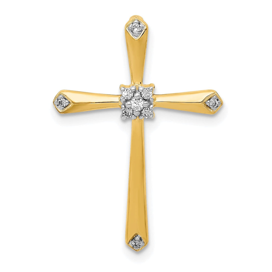 Lovely Rita's Pendants & Charms 14k Yellow, White Gold 1/20 CT Diamond Cross Chain Slide Pendant