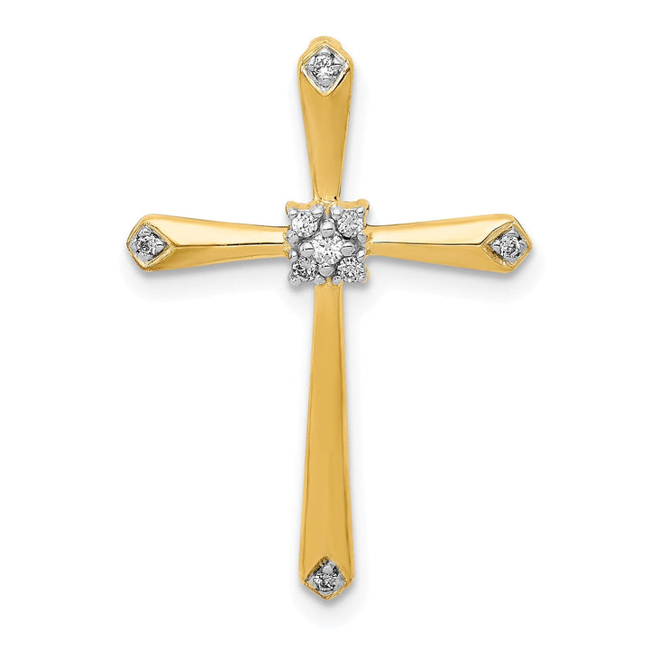 Lovely Rita's Pendants & Charms 14k Yellow, White Gold 1/20 CT Diamond Cross Chain Slide Pendant