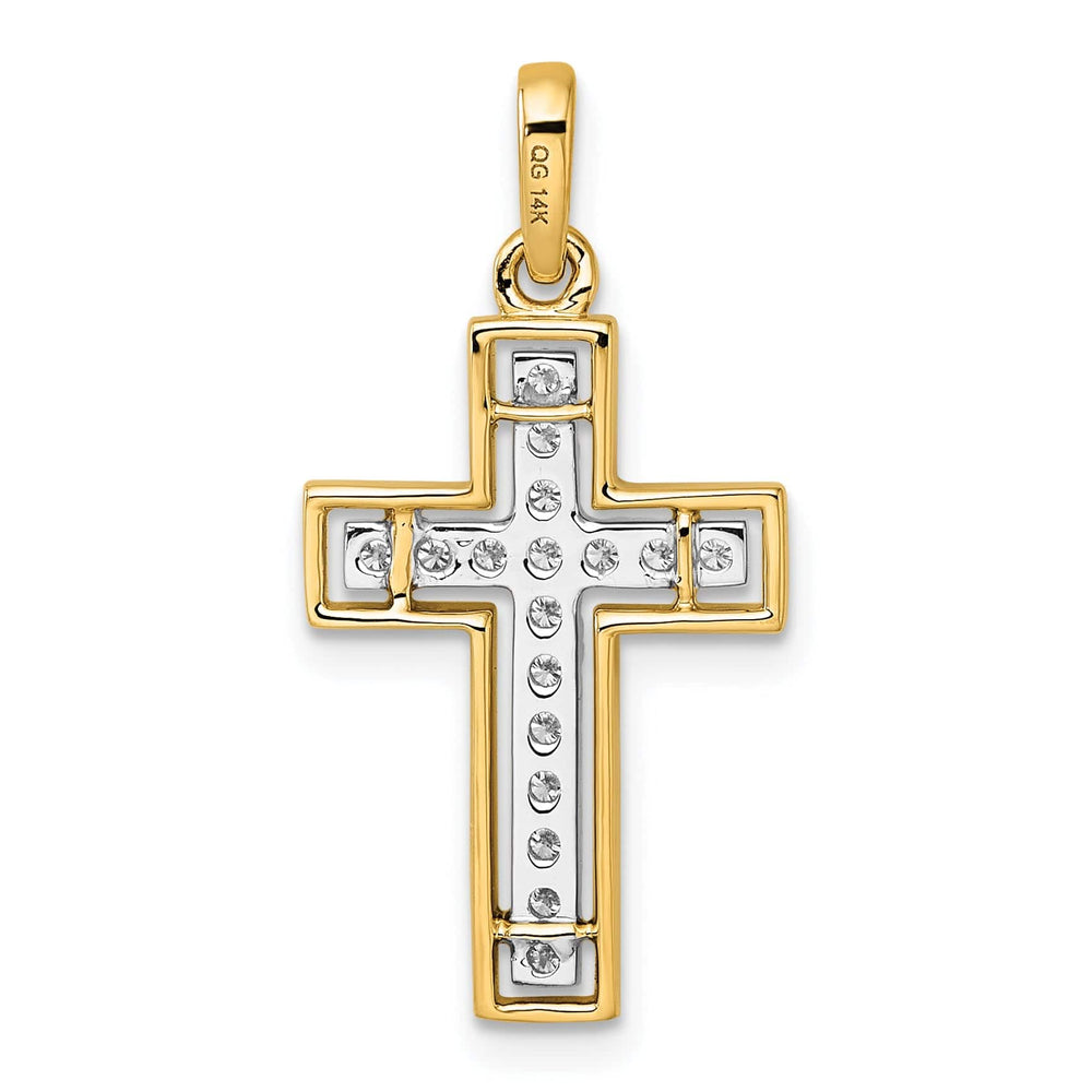 Lovely Rita's Pendants & Charms 14k Yellow, White Gold 1/4 CT Diamond Bold Cross Design Pendant