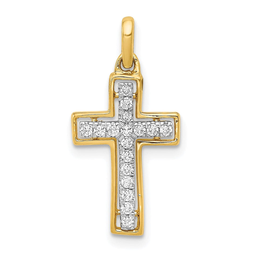 Lovely Rita's Pendants & Charms 14k Yellow, White Gold 1/8 CT Diamond Fancy Cross Pendant