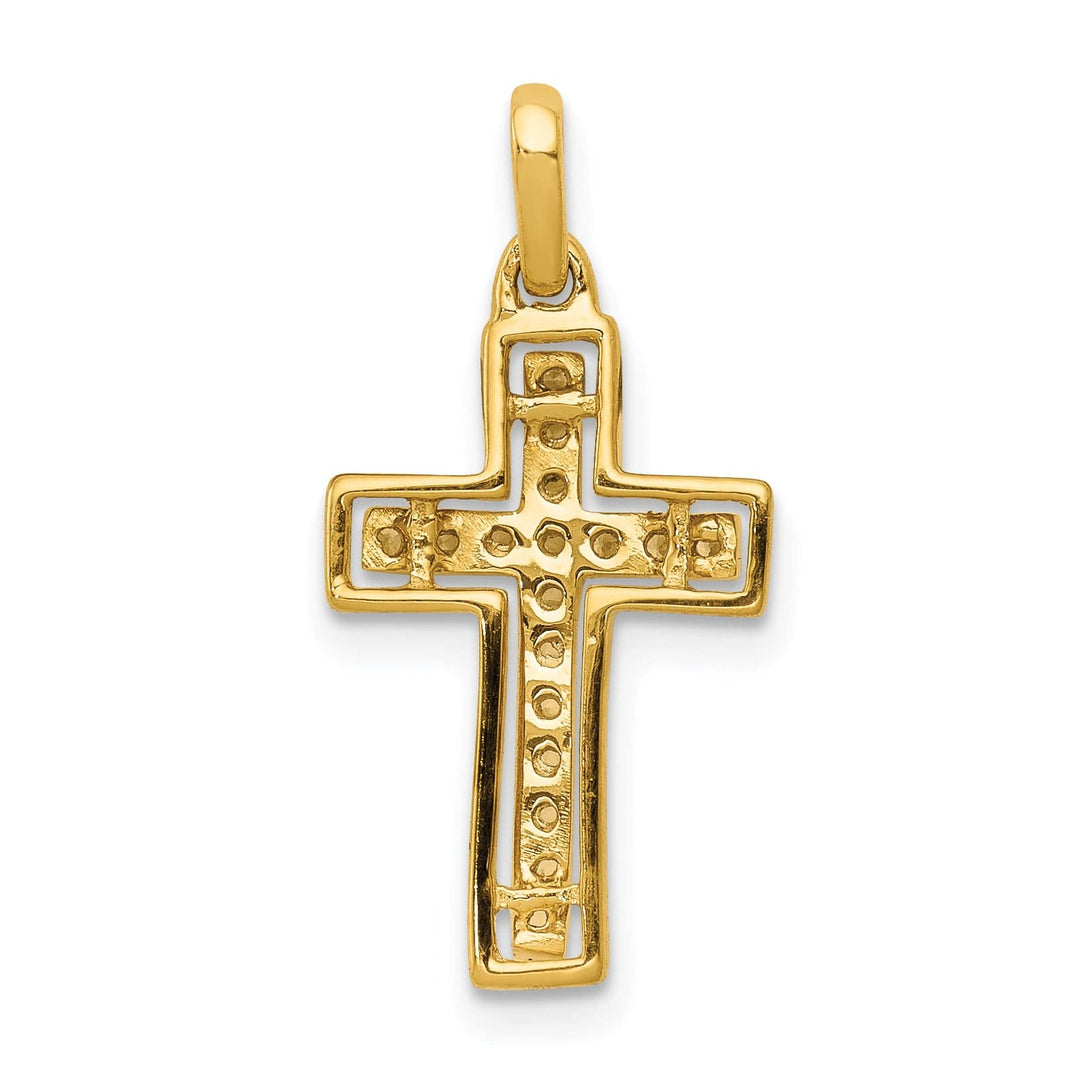 Lovely Rita's Pendants & Charms 14k Yellow, White Gold 1/8 CT Diamond Fancy Cross Pendant