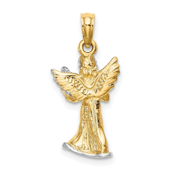 Lovely Rita's Pendants & Charms 14k Yellow, White Gold 3-D Angel Playing Harp Charm Pendant