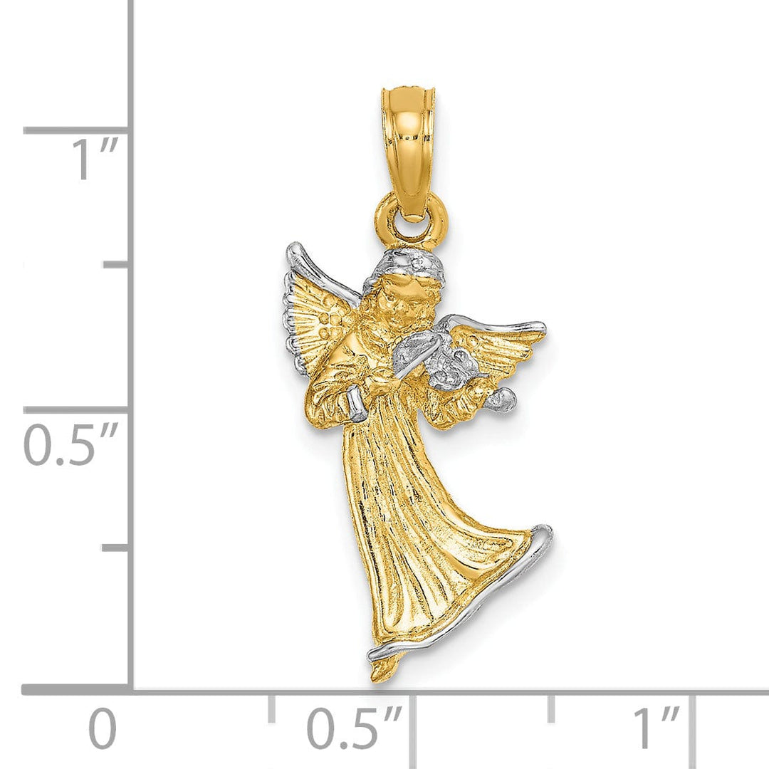 Lovely Rita's Pendants & Charms 14k Yellow, White Gold 3-D Angel Playing Violin Charm Pendant