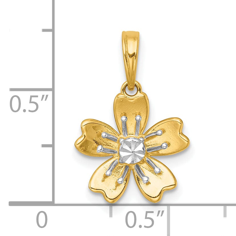 Lovely Rita's Pendants & Charms 14k Yellow, White Gold Blooming Flower Charm Pendant