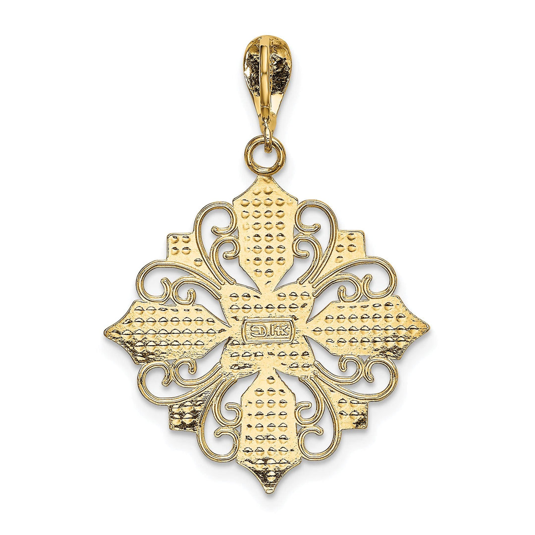 Lovely Rita's Pendants & Charms 14k Yellow, White Gold Cut-Out Cross Filigree Medallion Pendant
