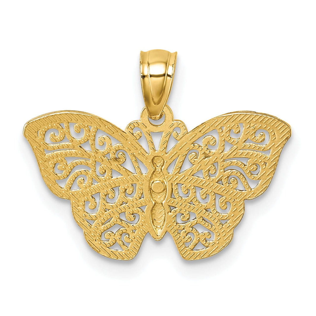 Lovely Rita's Pendants & Charms 14k Yellow, White Gold Cut Out Filigree Wing Butterfly Pendant