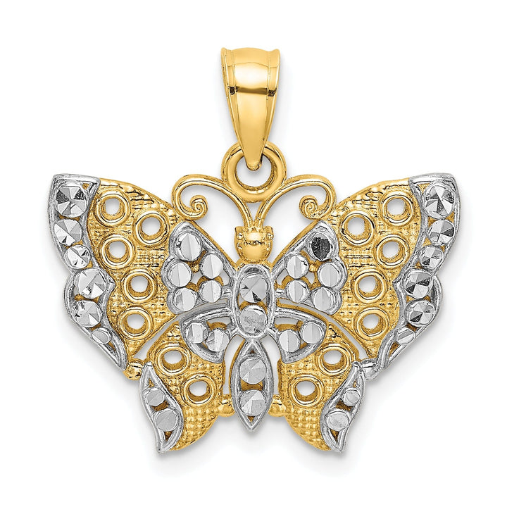 Lovely Rita's Pendants & Charms 14k Yellow, White Gold Cut Out Wings Design Butterfly Pendant
