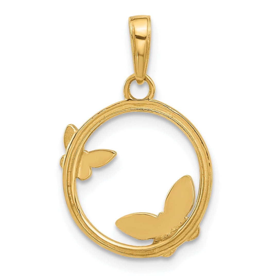 Lovely Rita's Pendants & Charms 14K Yellow, White Gold D.C Butterflies Circle Design Pendant