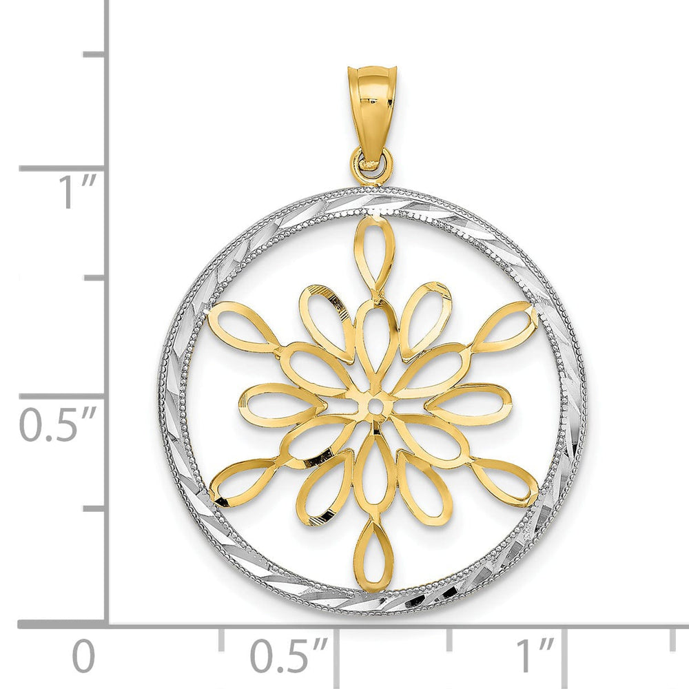 Lovely Rita's Pendants & Charms 14K Yellow, White Gold D.C Circle Snowflake Filgree Pendant