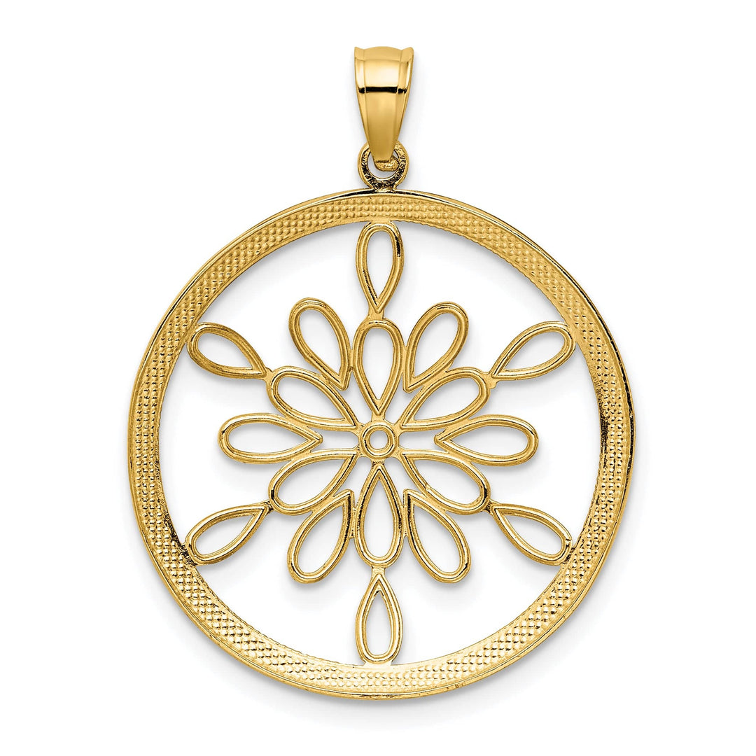 Lovely Rita's Pendants & Charms 14K Yellow, White Gold D.C Circle Snowflake Filgree Pendant
