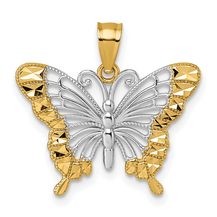 Lovely Rita's Pendants & Charms 14k Yellow, White Gold D.C Cut Out Design Butterfly Pendant